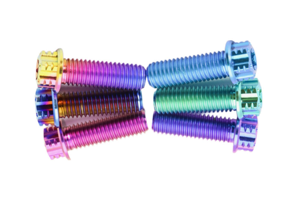 Titanium Button Head Bolt M5x(0.80mm)x8mm Torx Drive with Rainbow Finish and Vacuum Nitriding Surface