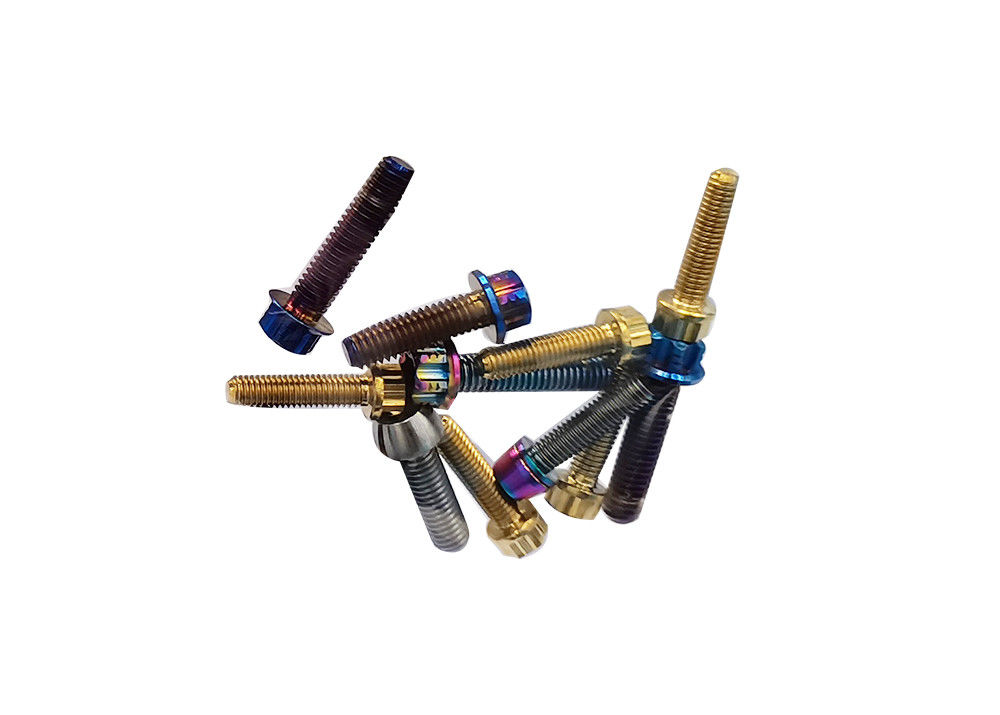 Titanium Button Head Bolt M5x(0.80mm)x8mm Torx Drive with Rainbow Finish and Vacuum Nitriding Surface