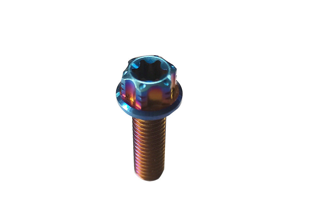 Titanium Button Head Bolt M5x(0.80mm)x8mm Torx Drive with Rainbow Finish and Vacuum Nitriding Surface