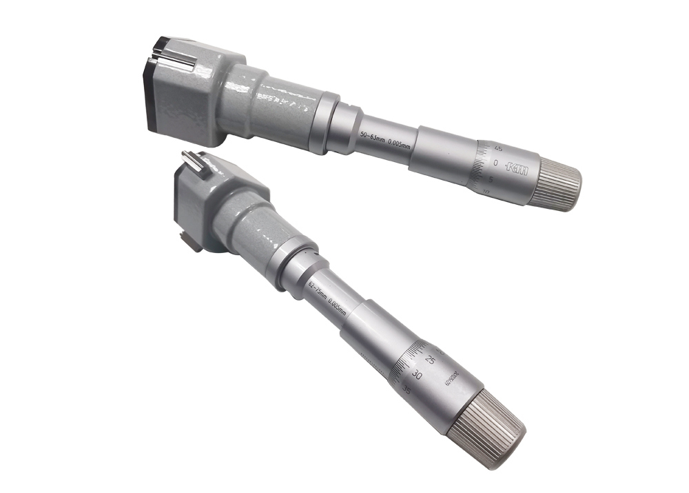 50-100mm Three-Point Internal Micrometer Set with Extended Rod Deep Hole Measurement Kit